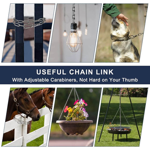 ✝️ 2 Pack Outdoor Fence Gate Chains, 5/32 x 36 Inch Mental Chain Fence Lock with Spring Hooks Easy to Open and Close in use