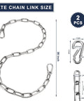 ✝️ 2 Pack Outdoor Fence Gate Chains, 5/32 x 36 Inch Mental Chain Fence Lock with Spring Hooks Easy to Open and Close