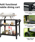 Heavy Duty Outdoor Grill Cart With Wheels And 3 Tier Prep Table For Pizza Oven And Griddle On The Patio With Tool Hooks