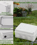 Rugged Reinforced ABS Electrical Junction Box IP65 Weatherproof Outdoor Enclosure with 2 M25 Cable Glands