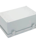 Outdoor Electrical Enclosure Box IP67 Weatherproof Junction Box ABS Plastic Grey with Hinged Cover visible