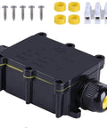 Rugged Outdoor Waterproof IP68 Junction Box for Electrical Wiring with screws and connectors, suitable for marine installations.