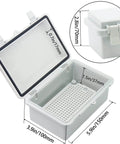Built Tough Outdoor IP67 ABS Junction Box With Hinged Cover Weatherproof Electrical Enclosure open with internal view and dimensions 5.9 by 3.9 by 2.8 inches