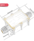 Outdoor Waterproof Junction Box 2 Pack Two Way Electrical Enclosure Transparent External Underground Cable Connector Box size diagram
