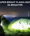 Person using Rechargeable LED Flashlight 99000 Lumens Ultra Bright Zoomable Head USB C Fast Charge 5000mAh Two Pack IPX7 in field.