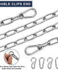 ✝️ 2 Pack Outdoor Fence Gate Chains, 5/32 x 36 Inch Mental Chain Fence Lock with Spring Hooks Easy to Open and Close, detail view