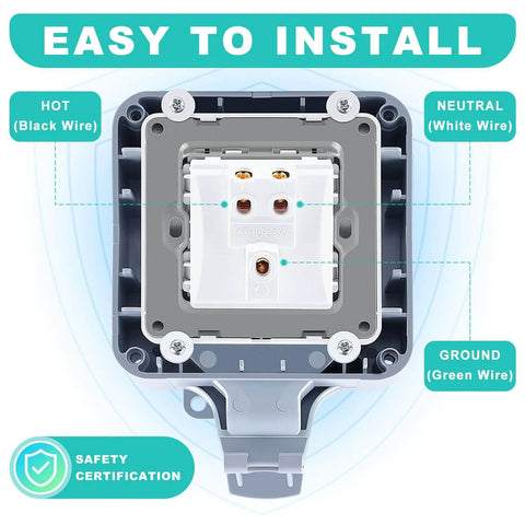 Weatherproof Outdoor Electrical Outlet Box 15A 125V With Cover NPT Half Inch Cable Glands For Garden Patio Yard IP66 view