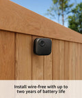 Wire-free two-camera outdoor security kit with Sync Module 2 delivers 1080p HD day and infrared night vision camera on fence