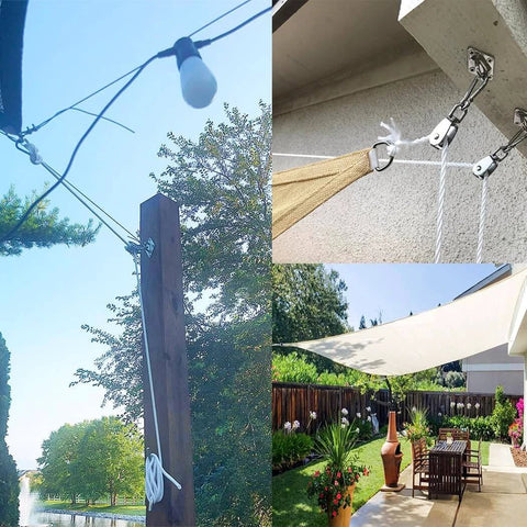 Pulley System Set, M20 Crane Pulleys for Lifting with Rope, 304 Stainless Steel Block and Tackle Pulley System installed in outdoor area.