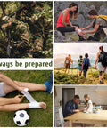 Collage of outdoor and indoor scenes depicting first aid and survival, emphasizing 'Always be prepared' theme.