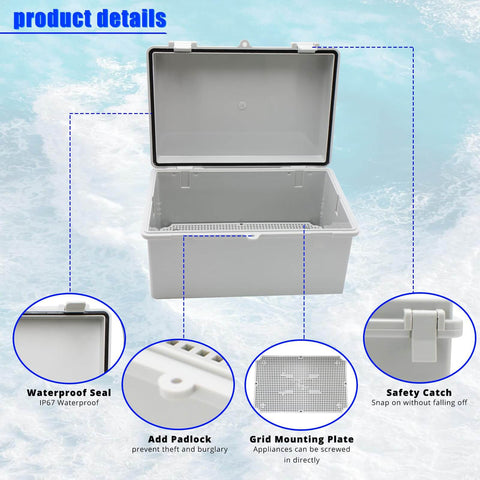 Waterproof Outdoor Electrical Enclosure Box With Wall Bracket Built To Handle The Elements IP65 Rated ABS Plastic