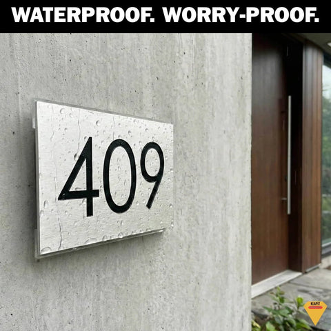 House number 409 attached using Ultra Strong Clear Double Sided Tape With Enhanced Nano Technology Waterproof Mounting Adhesive.