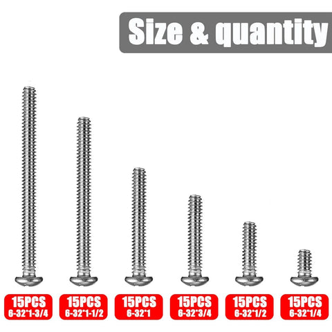195 Pieces Electrical Outlet Extender Kit, 6-32 thread flat head screws, six sizes and quantities shown in image
