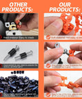 Comparison of outlet spacers showing soft, easy-to-use plastic shims with screws for secure mounting of outlets and switches.