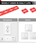 Outlet Box Spacers Kit 48 Pack for Loose Outlets and Switches, Wall Plate Stabilizers, Tile Backsplash Extenders shown with outlets