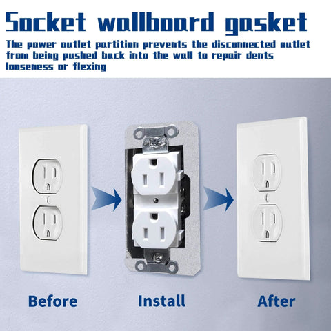 Installation process of 20 Pcs Metal Wall Plate Spacers For Flush Fit Devices Receptacle Shims Leveling Plates For Electrical Outlets And Boxes Secure Loose Or Crooked Receptacles With Easy Installation And Reliable Wall Mounting