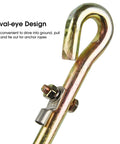 Oval-eye end of Portable Ground Rod With Ground Wire Lug For Electric Fences Antennas Satellite Dishes And Tie Out Stakes Half Inch Diameter.