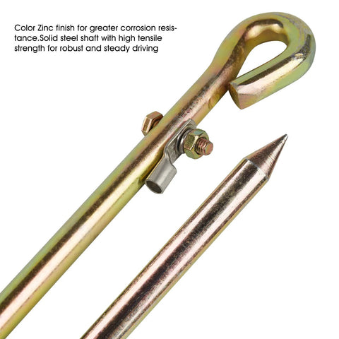 Portable Ground Rod With Ground Wire Lug For Electric Fences Antennas Satellite Dishes And Tie Out Stakes Half Inch Diameter