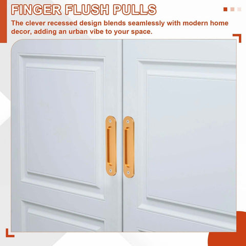 Oval Recessed Sliding Door Finger Flush Pulls 6 Inch Pack Of 2 Stainless Steel Pocket Door Pull Handles Installed on Doors