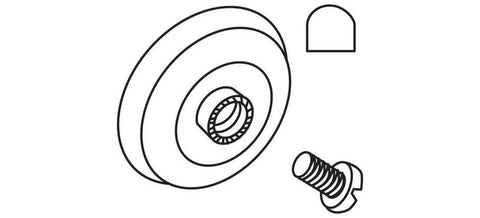 Diagram of 7/8 inch oval shower door roller replacement set with nylon wheel and hardware, easy install for sliding glass doors.