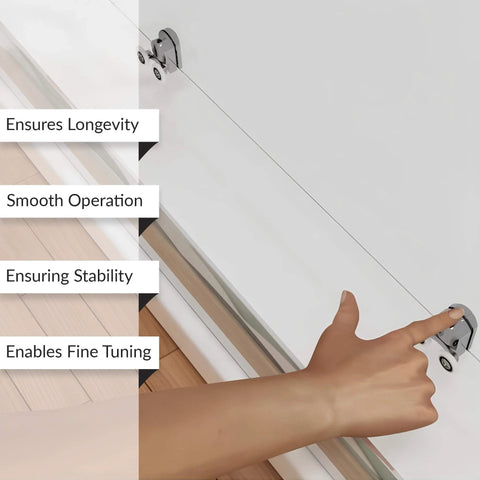 Hand installing 7/8 inch oval shower door roller replacement set for smooth operation and stability on sliding glass shower doors.