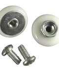 7/8 inch oval shower door roller replacement set with smooth rolling nylon wheel and hardware shown from top view