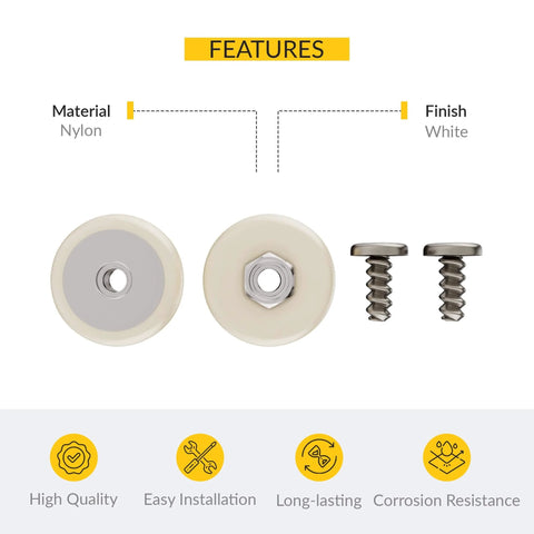 7/8 inch oval shower door roller replacement set with smooth rolling nylon wheel and hardware, features overview