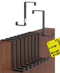 Over the Door Hooks 10 Pack Two Sided Fit 1 3/8 and 1 3/4 Doors black hooks on wood door with anti scratch pads