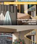 Over the Door Hooks 10 Pack Two Sided Fit 1 3/8 and 1 3/4 Doors with towels and wreath hanging on bedroom door