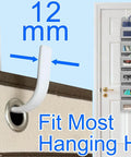 Over-the-door organizer with a 12 mm hook fitting most hanging holes