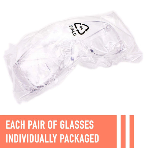 Individually packaged Over Eyeglasses Safety Glasses With Anti Fog Scratch Resistant Coating Pack Of 3