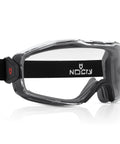 Side view of Over Glasses Safety Goggles Anti Fog ANSI Z87.1 with panoramic lens and adjustable strap