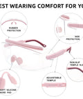Over Glasses Safety Goggles With Anti Fog Clear Wraparound Lens ANSI Z87.1 highlighting comfort features like nose pad and adjustable temples