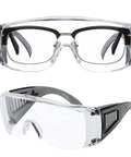 Over Glasses Safety Goggles Anti Fog For Prescription Eyewear And Work, shown with side vents and clear lenses