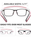 Over Glasses Safety Goggles With Anti Fog Clear Wraparound Lens ANSI Z87.1 showing fit over 5.71-inch wide glasses