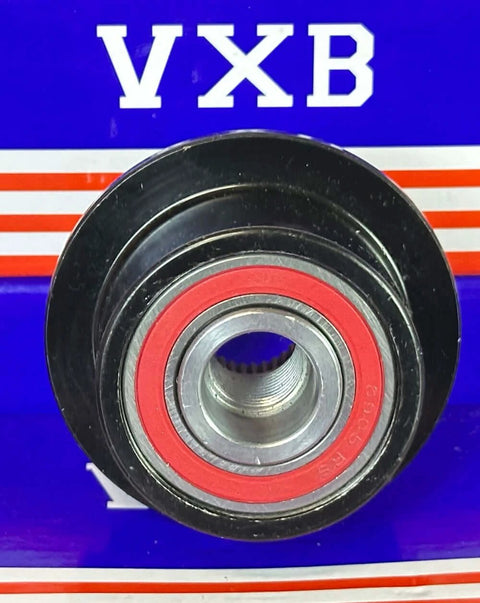 920803 Overrunning Alternator Decoupling Pulley for Land Rover, front view showing gear-style design and red ring