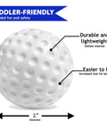 Replacement Golf Balls 2" - Pack of 6 - Oversized Plastic Balls for Beginners or Kids 3+ Years, close-up of 2-inch golf ball.