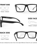 XXL Size Sunglasses for Big Heads Z87 TR90 Ultralight Matte Black UV400 showing front, side, and back views.