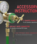 Heavy Duty Oxygen Regulator For Welding And Cutting With 0-4000 PSI Inlet And 0-100 PSI Outlet CGA540 Brass T Handle