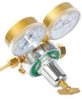 Oxygen Regulator For Large Gas Tank With Dual Two And Five Eighths Inch Gauges 0 To 200 PSI Outlet And 0 To 4000 PSI Inlet CGA 540 Female Solid Brass