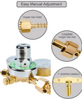 Heavy Duty Oxygen Regulator For Large Tanks By Ysmikiya With Beefy Brass Chrome Plated Body And Dual Gauges, Cutting Torch Regulator Inlet 0-4000 PSI.