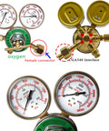 Heavy Duty Oxygen Regulator For Welding And Cutting Torch, 0 To 200 PSI Outlet And 0 To 4000 PSI Inlet, CGA 540, Large Tank Gauges