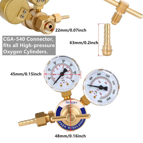 oxygen welding regulator CGA 540 with 2 inch gauges