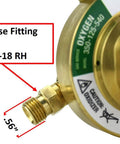 Beefed-Up Heavy Duty Oxygen Regulator 350-125-540 CGA-540 with brass hose fitting, labeled dimensions and specifications visible.