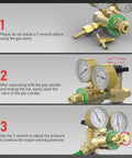 Installation and usage steps for Heavy Duty Oxygen Regulator For Welding And Cutting With 0-4000 PSI Inlet And 0-100 PSI Outlet by YESWELDER.