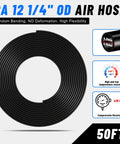 One Quarter Inch Air Line Tubing Kit With Fifty Foot Black Nylon Air Hose And Push To Connect Fittings For Air Brake System