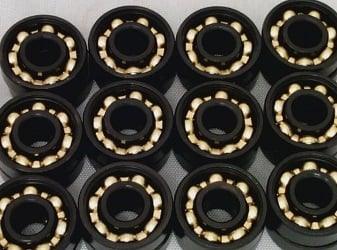 Pack of 100 Skateboard/inline Skate/Roller Hockey Black Open Bearings with Bronze Cage 8x22x7 mm - VXB Ball Bearings