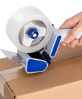 Person using Strong Clear Packaging Tape 1.88 Inch By 54.6 yd 12 Pack With Low Odor Acrylic Adhesive on cardboard box