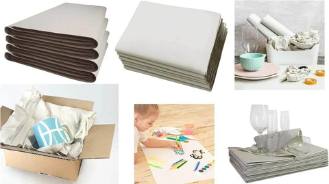 100 Sheets Packing Paper For Moving 12x24 Inches Newsprint Wrapping For Dishes Glassware And Box Filler shown in various uses