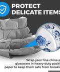 100 Sheets Packing Paper For Moving 12x24 Inches Newsprint Wrapping for delicate dishes and glassware, protective use image.